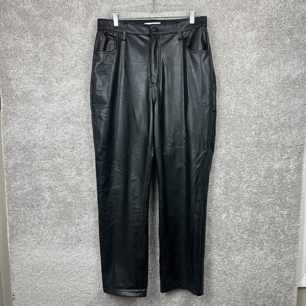 Abercrombie Curve Love 90s Straight Ultra High Rise Pants 32/14 Faux Leather